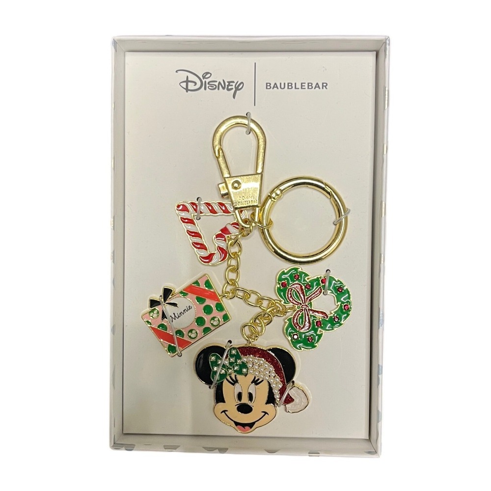 Disney Baublebar Minnie‎ Mouse Bag Charm Keychain Christmas Stocking Wreath